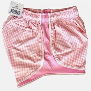 NWT! NEW! LAUREN JAMES SHORTIES PINK WHITE GINGHAM RUNNING SHORTS WOMENS SIZE XS